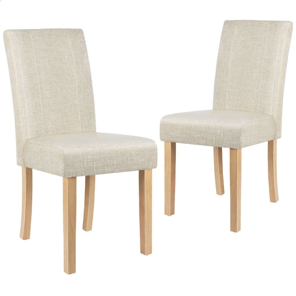 ALFORDSON 2x Dining Chairs Cafe Kitchen Chair Retro High-Back Wood Fabric Beige