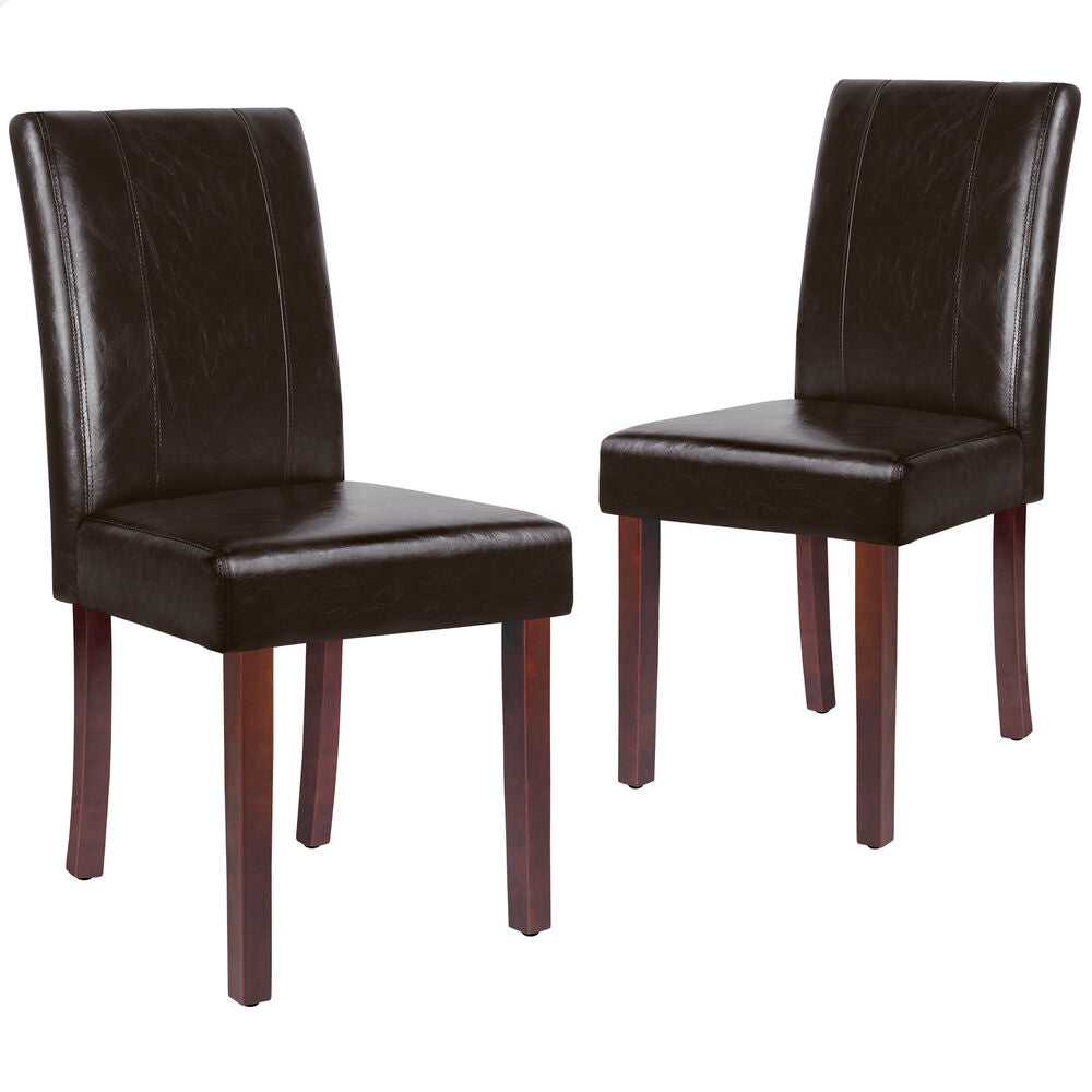 ALFORDSON 2x Dining Chairs Cafe Kitchen High-Back Chair Glossy PU Leather Brown