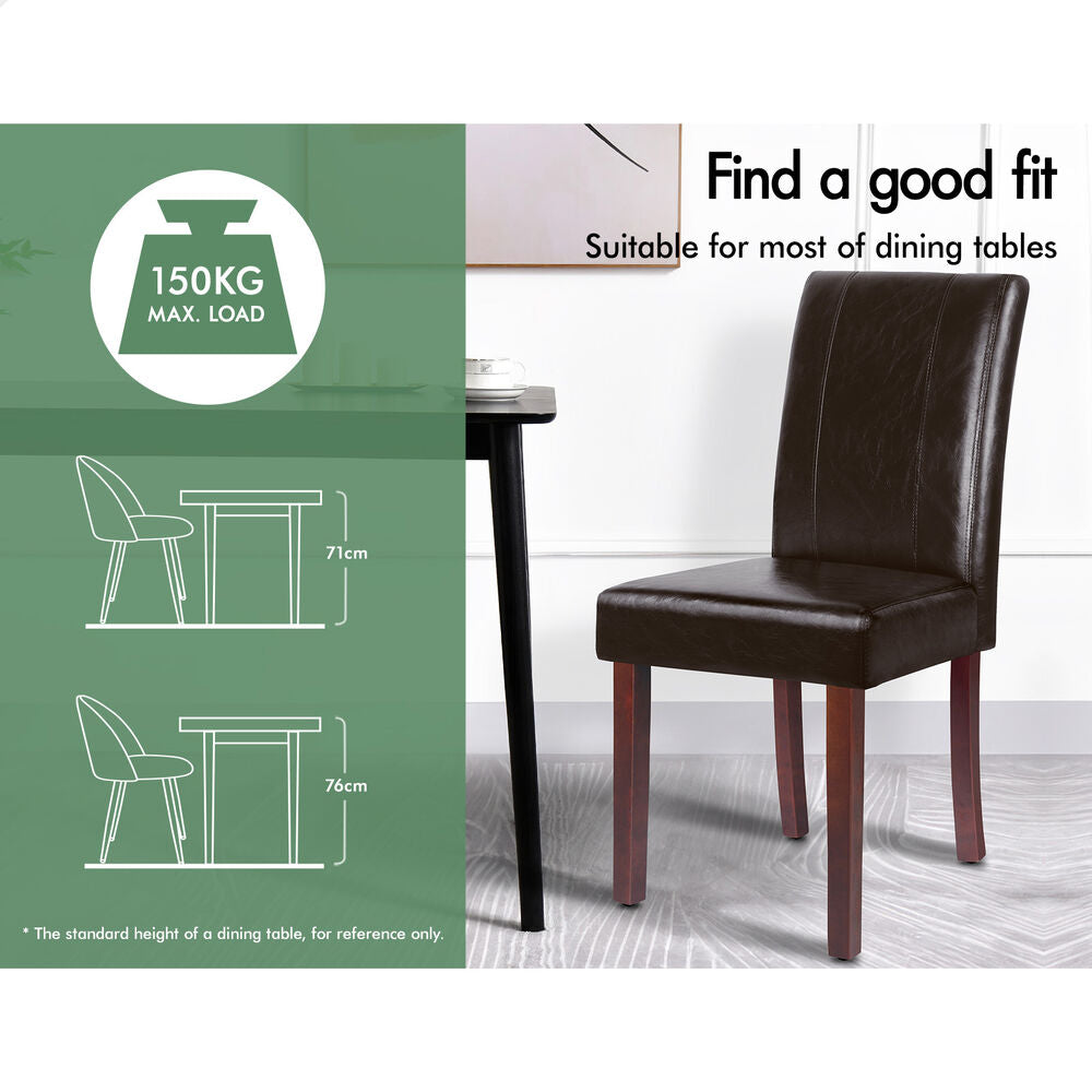 ALFORDSON 2x Dining Chairs Cafe Kitchen High-Back Chair Glossy PU Leather Brown