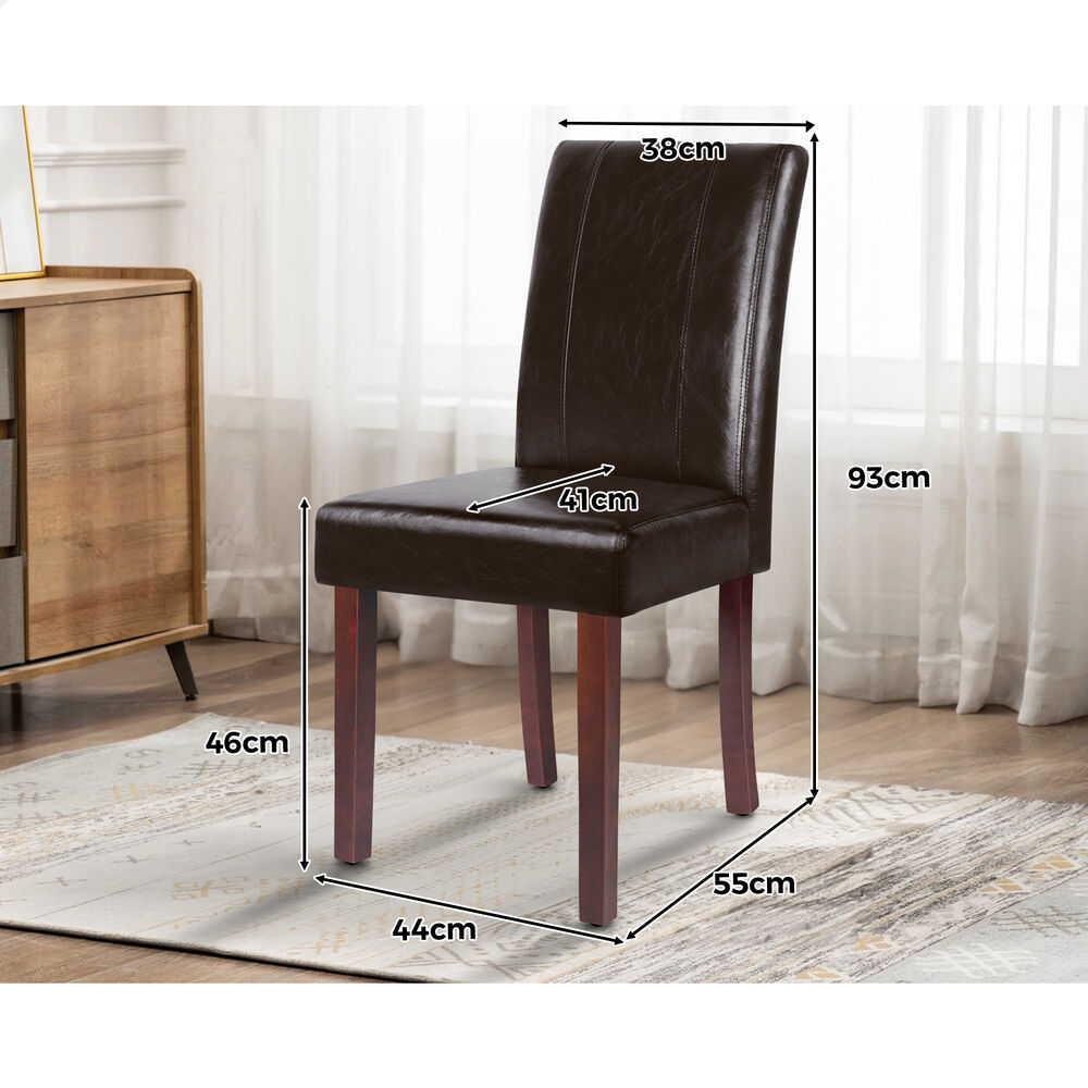 ALFORDSON 4x Dining Chairs Cafe Kitchen High-Back Chair Glossy PU Leather Brown