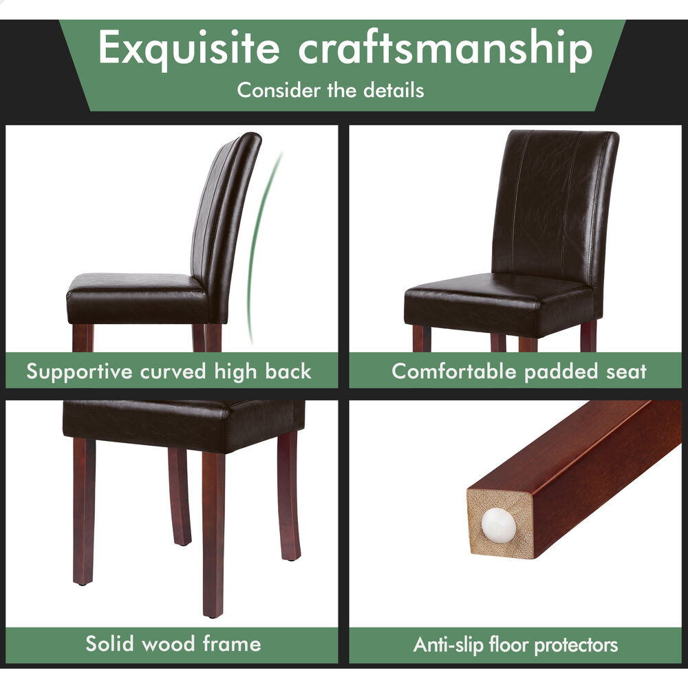 ALFORDSON 4x Dining Chairs Cafe Kitchen High-Back Chair Glossy PU Leather Brown