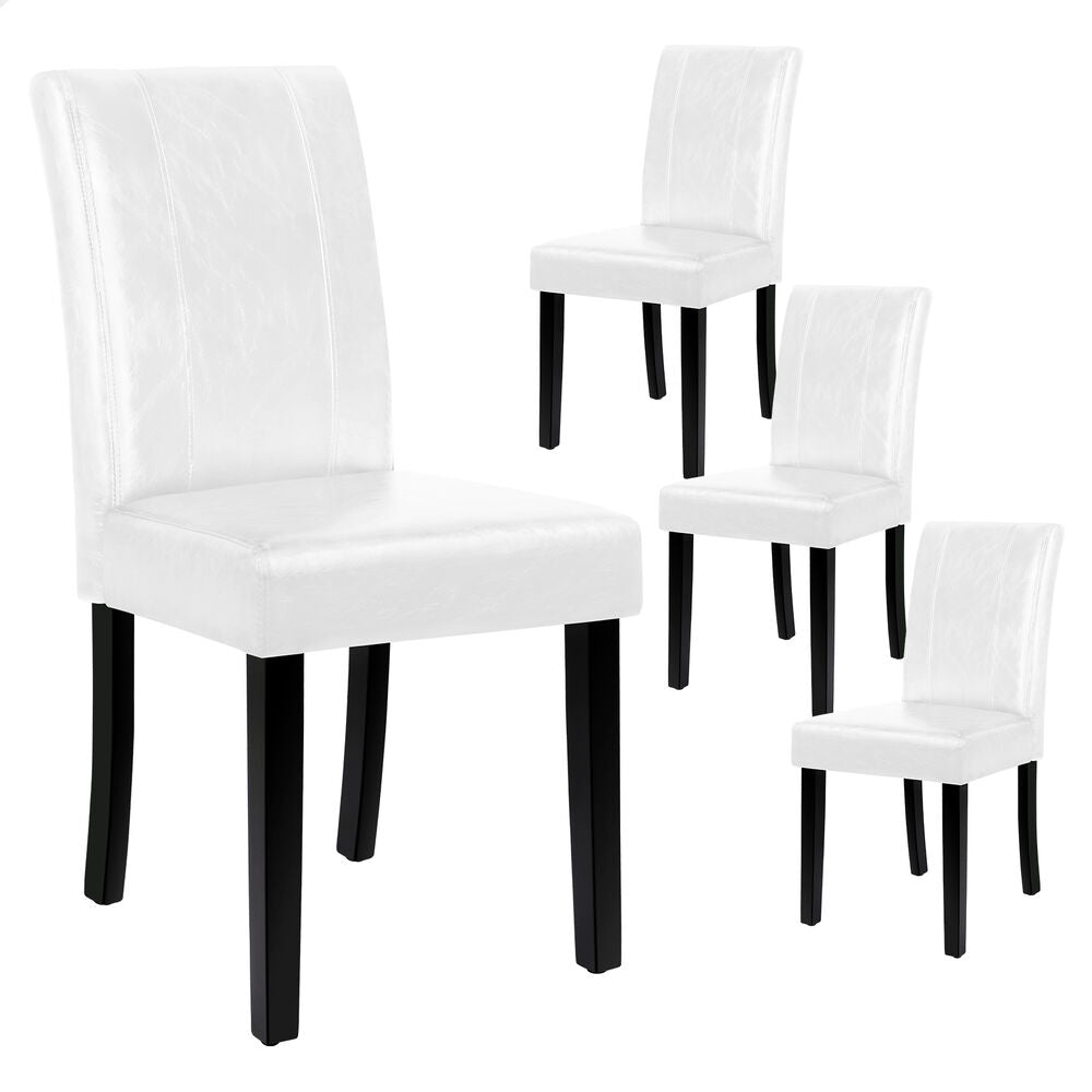 ALFORDSON 4x Dining Chairs Cafe Kitchen High-Back Chair Glossy PU Leather White