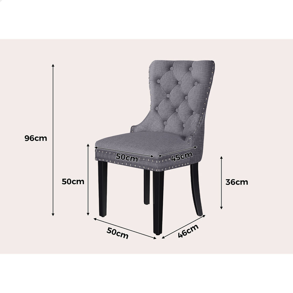 ALFORDSON 4x Dining Chairs Kitchen Lounge Padded Diamond Tufted Fabric Grey