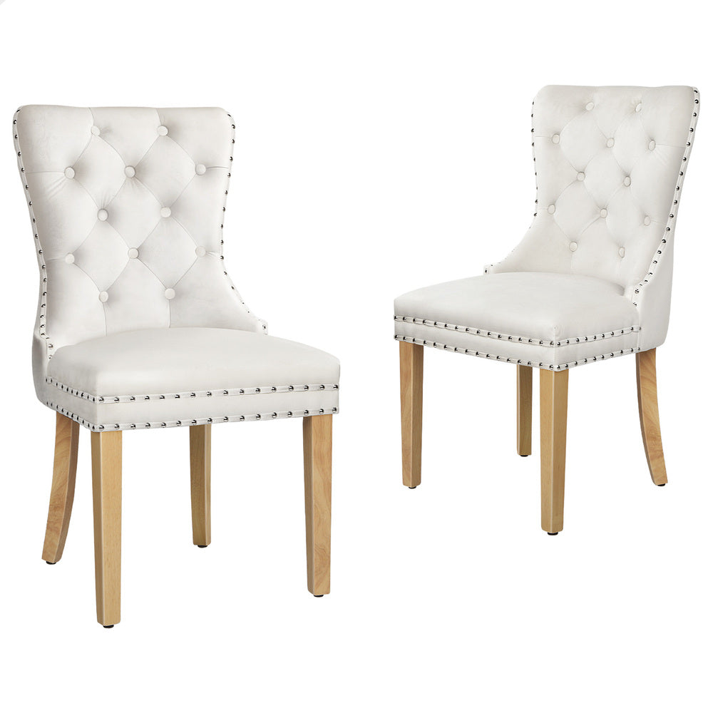 ALFORDSON 2x Dining Chairs Kitchen Lounge Velvet White