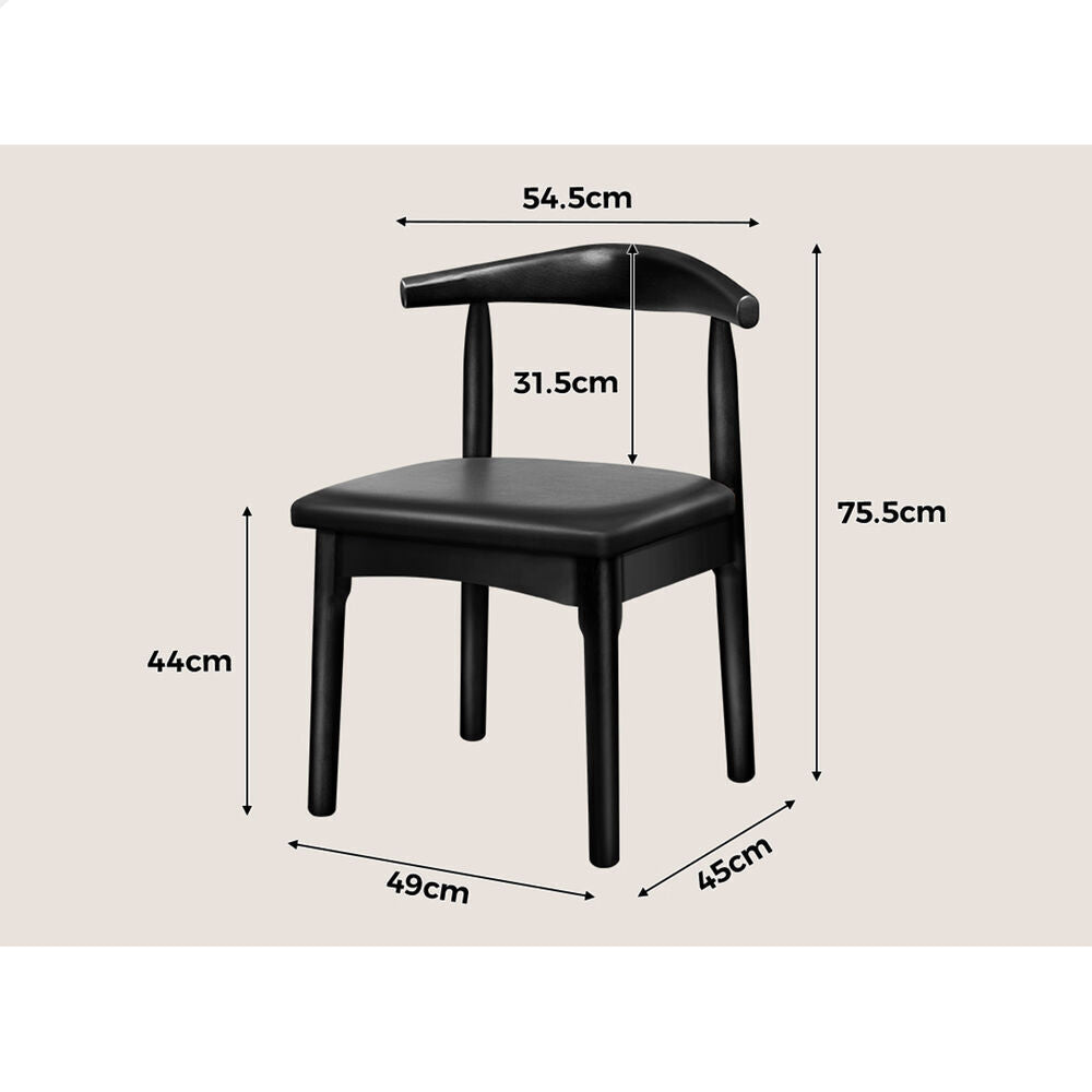 ALFORDSON 2x Dining Chair Kitchen Lounge Cafe Retro Wood PU Leather Seat Black