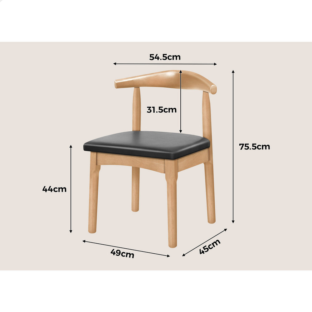 ALFORDSON 1x Dining Chair Retro Wood PU Leather Seat Oak
