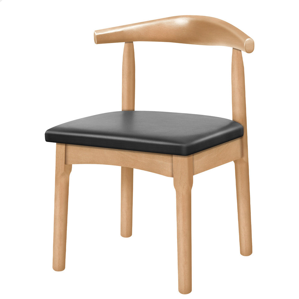 ALFORDSON 1x Dining Chair Retro Wood PU Leather Seat Oak
