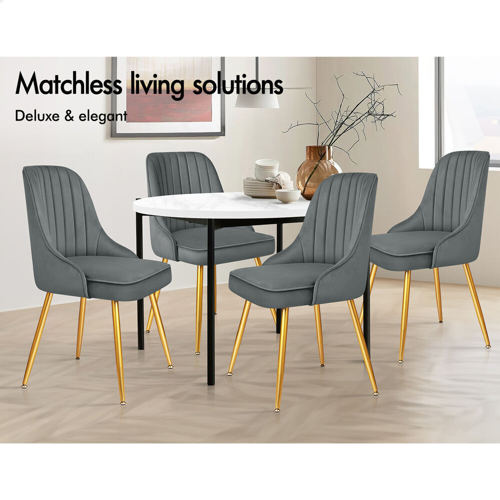 ALFORDSON 2x Dining Chairs Kitchen Accent Lounge Padded Tufted Seat Velvet Grey