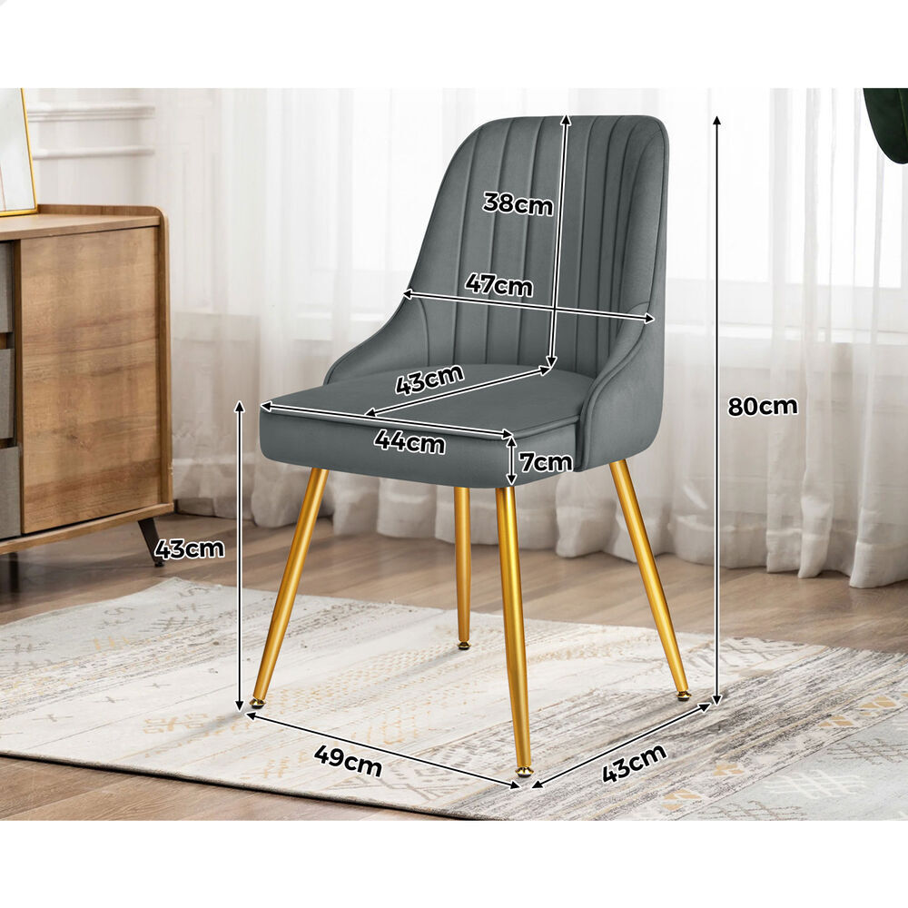 ALFORDSON 4x Dining Chairs Kitchen Accent Lounge Padded Tufted Seat Velvet Grey