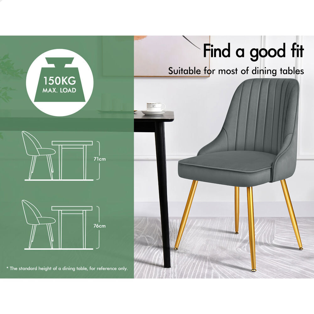ALFORDSON 4x Dining Chairs Kitchen Accent Lounge Padded Tufted Seat Velvet Grey