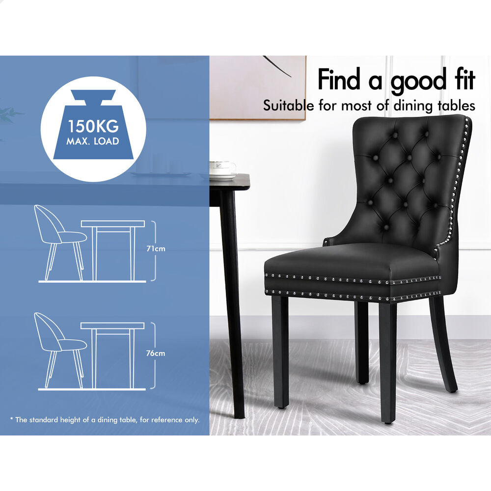 ALFORDSON 4x Dining Chairs Kitchen Lounge Retro Button Tufted PU Leather Black