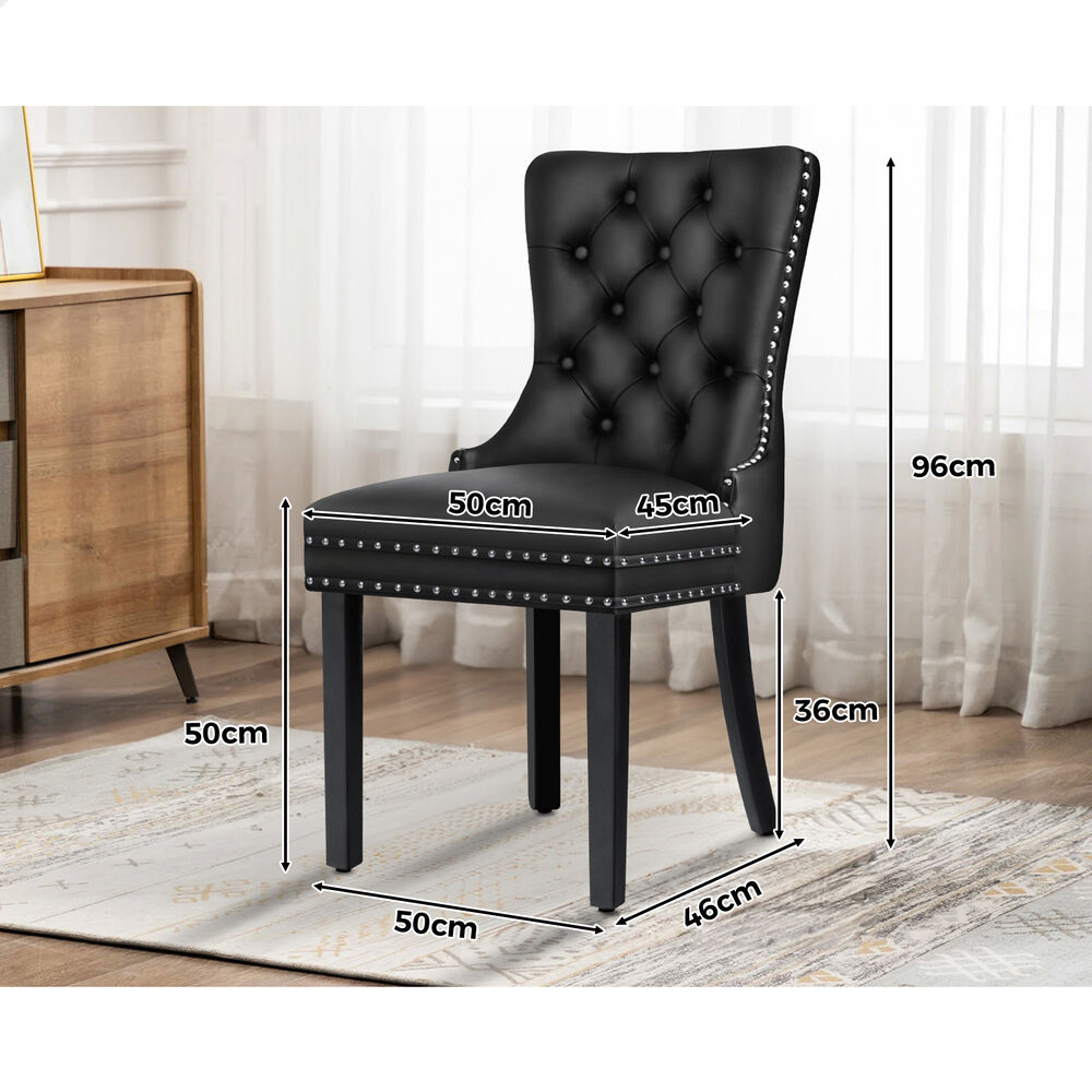 ALFORDSON 4x Dining Chairs Kitchen Lounge Retro Button Tufted PU Leather Black