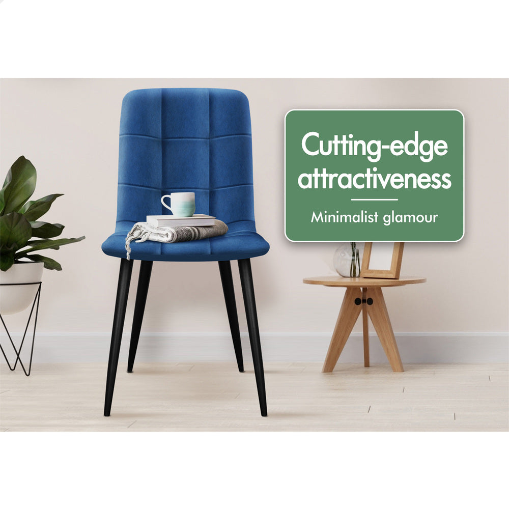 ALFORDSON 4x Dining Chair Elegant Seat Retro Velvet Blue
