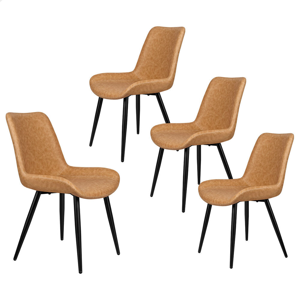 ALFORDSON 4x Dining Chairs Kitchen Accent Lounge Seat Retro PU Leather Brown