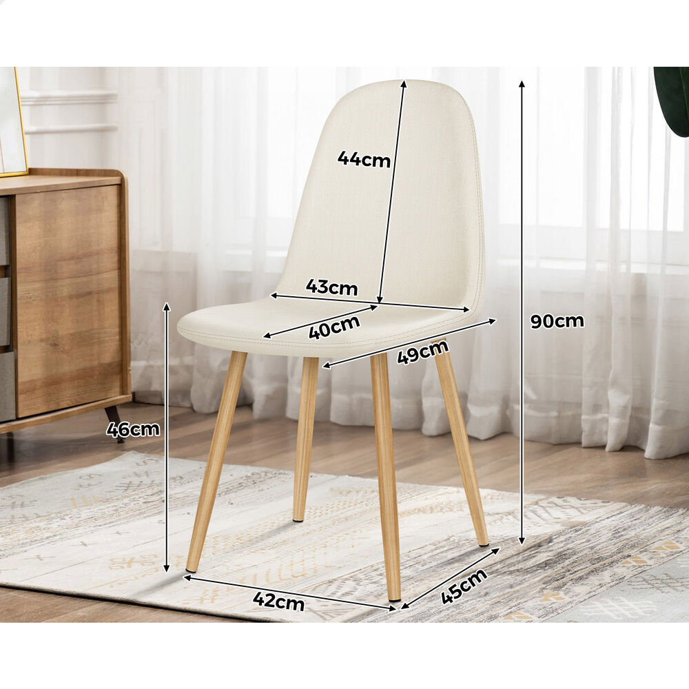 ALFORDSON 4x Dining Chair Kitchen Accent Cafe Lounge Padded Seat Chenille Beige