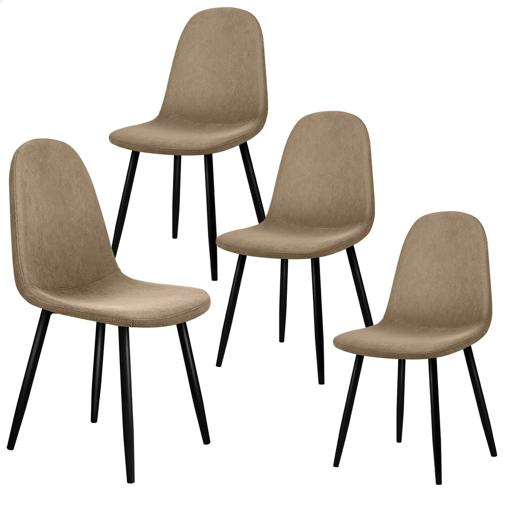 ALFORDSON 4x Dining Chair Kitchen Accent Cafe Lounge Upholstered Corduroy Khaki