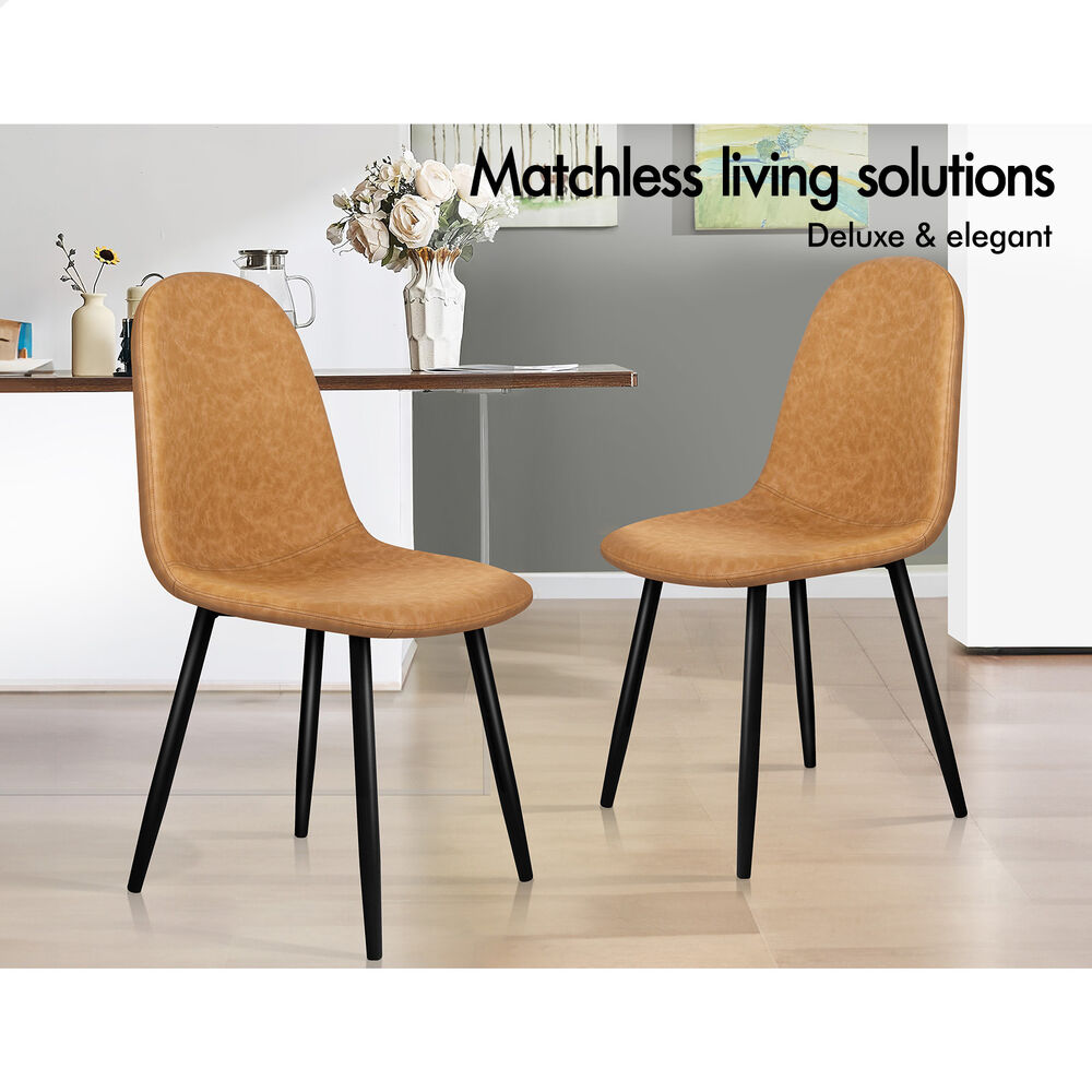 ALFORDSON 4x Dining Chairs Kitchen Lounge Cafe Seat Retro PU Faux Leather Brown