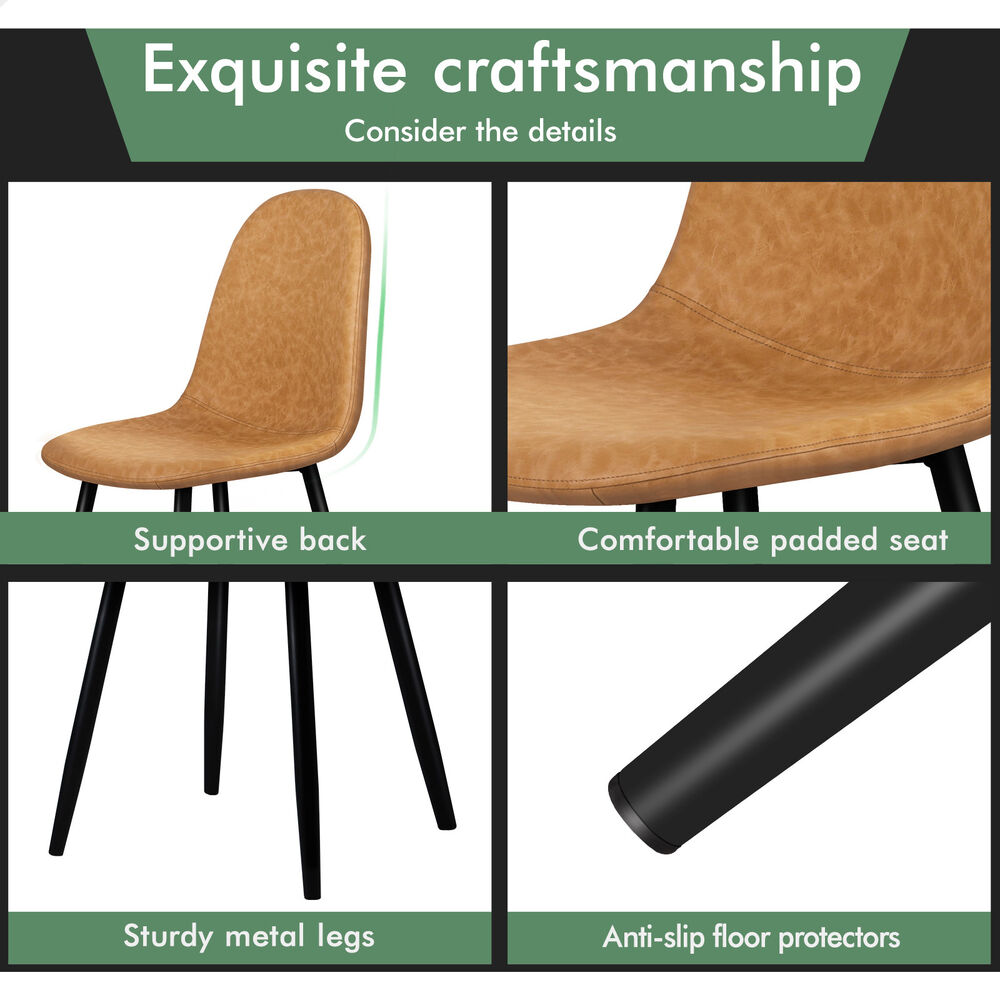 ALFORDSON 4x Dining Chairs Kitchen Lounge Cafe Seat Retro PU Faux Leather Brown