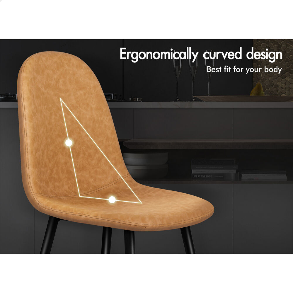 ALFORDSON 4x Dining Chairs Kitchen Lounge Cafe Seat Retro PU Faux Leather Brown