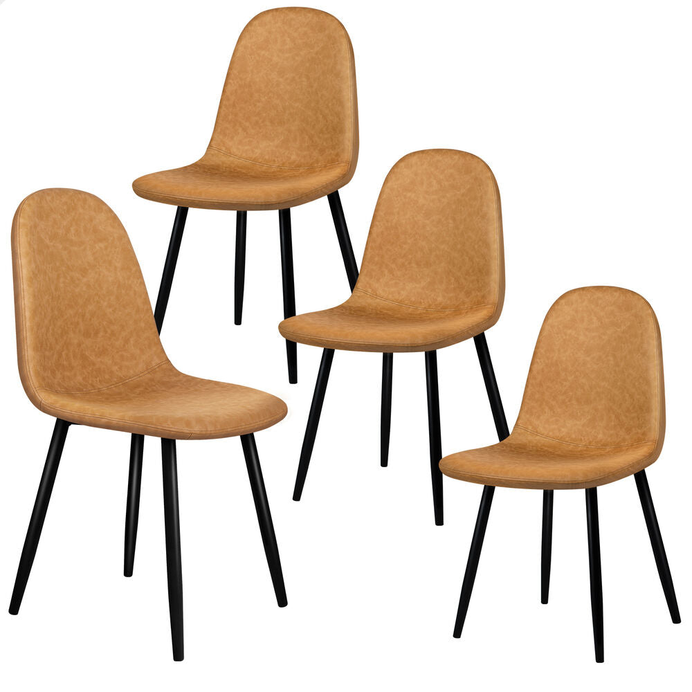 ALFORDSON 4x Dining Chairs Kitchen Lounge Cafe Seat Retro PU Faux Leather Brown