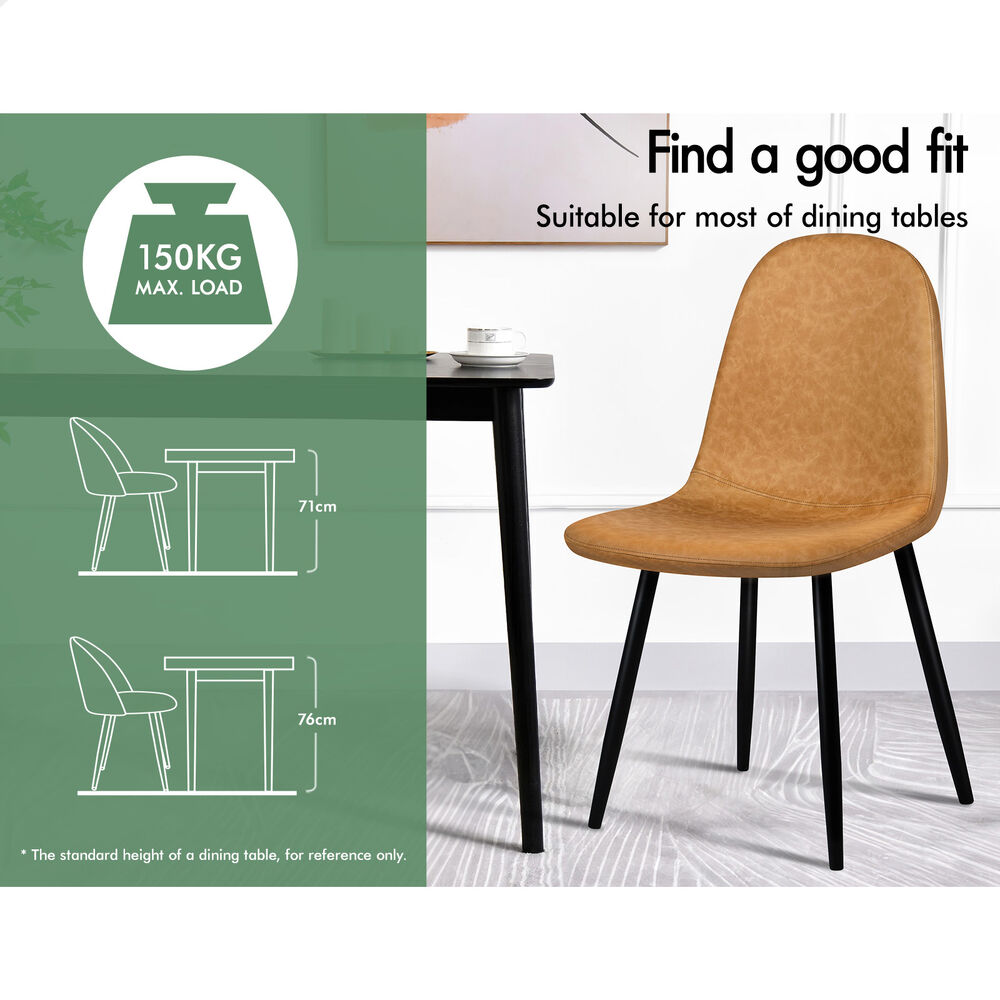 ALFORDSON 4x Dining Chairs Kitchen Lounge Cafe Seat Retro PU Faux Leather Brown