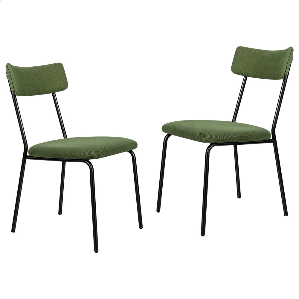 ALFORDSON 2x Dining Chairs Accent Kitchen Lounge Curved Backrest Corduroy Green