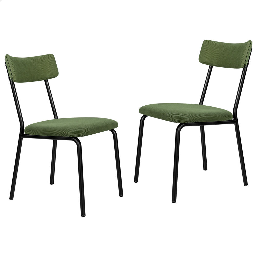 ALFORDSON 2x Dining Chairs Accent Kitchen Lounge Curved Backrest Corduroy Green