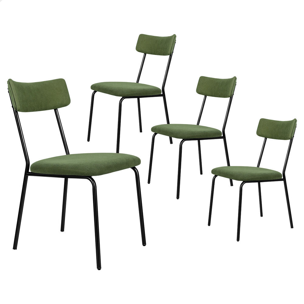 ALFORDSON 4x Dining Chairs Accent Kitchen Lounge Curved Backrest Corduroy Green