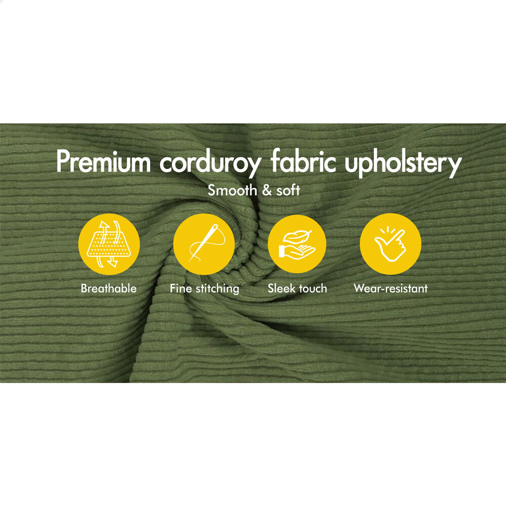 ALFORDSON 4x Dining Chairs Accent Kitchen Lounge Curved Backrest Corduroy Green