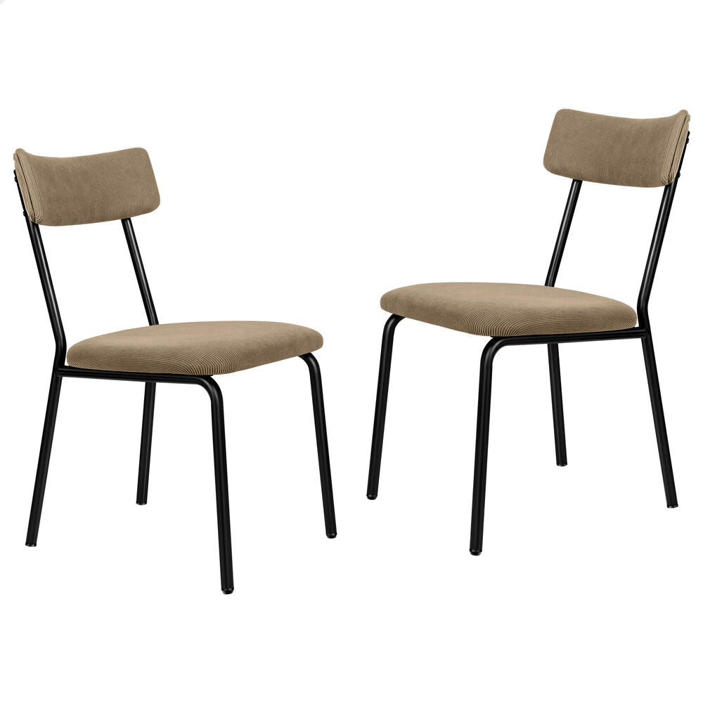 ALFORDSON 2x Dining Chairs Accent Kitchen Lounge Curved Backrest Corduroy Khaki