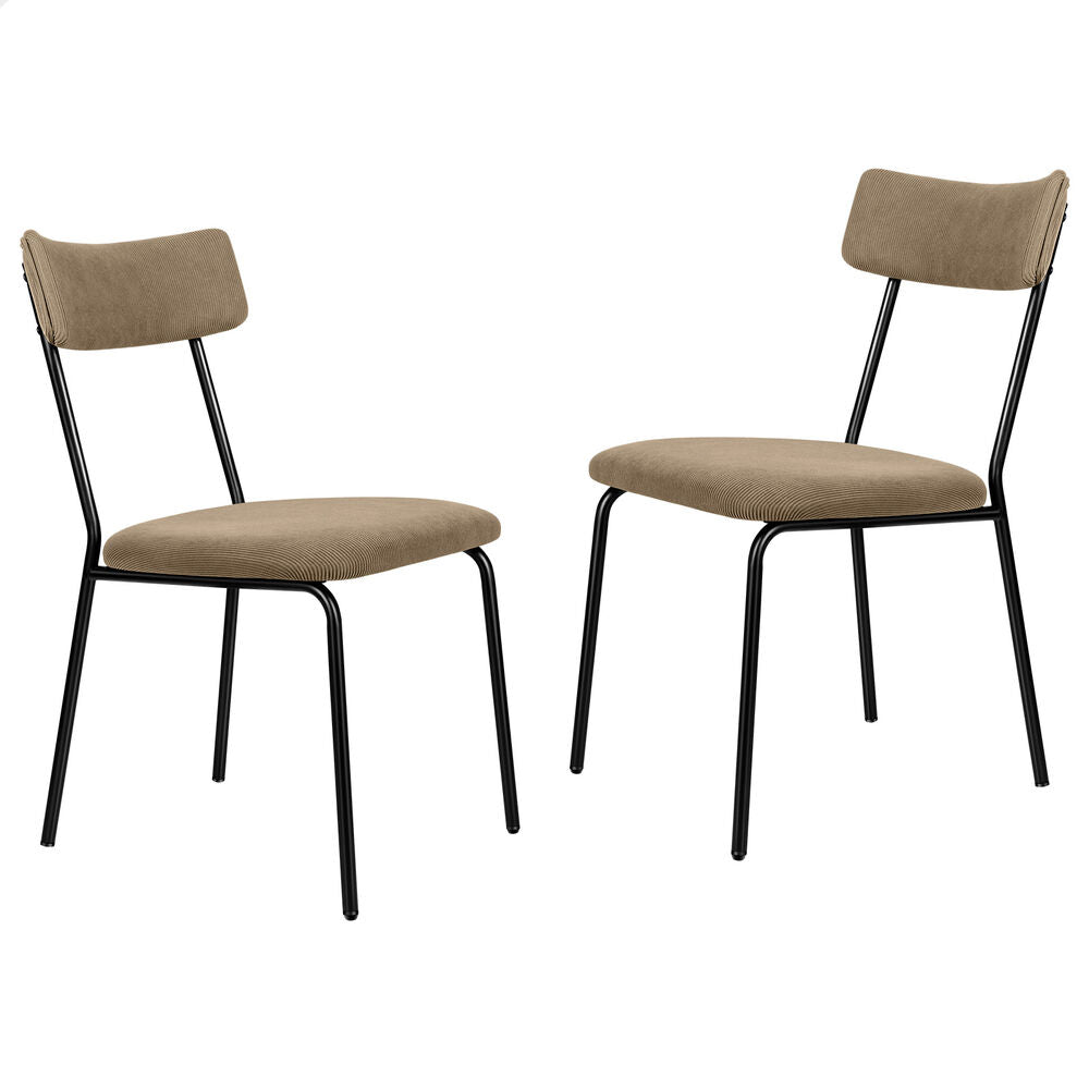 ALFORDSON 2x Dining Chairs Accent Kitchen Lounge Curved Backrest Corduroy Khaki