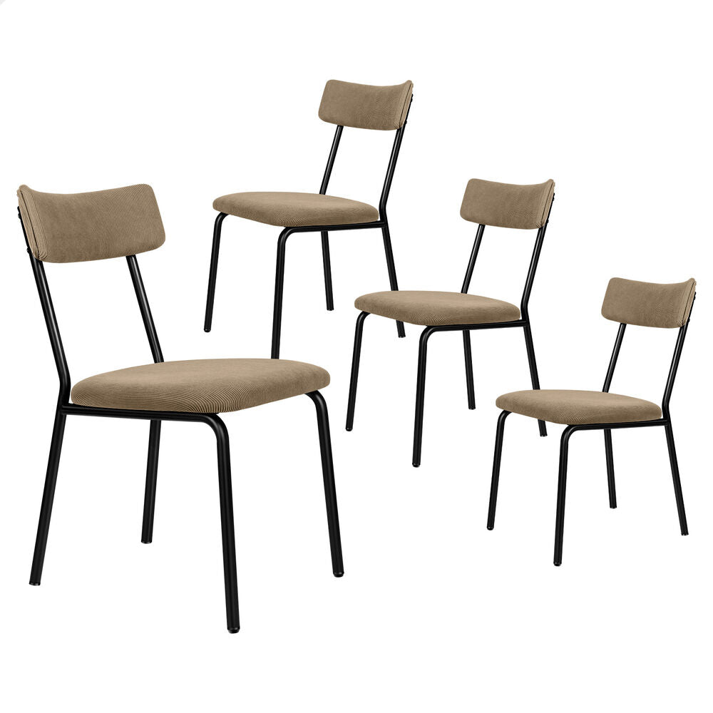 ALFORDSON 4x Dining Chairs Accent Kitchen Lounge Curved Backrest Corduroy Khaki
