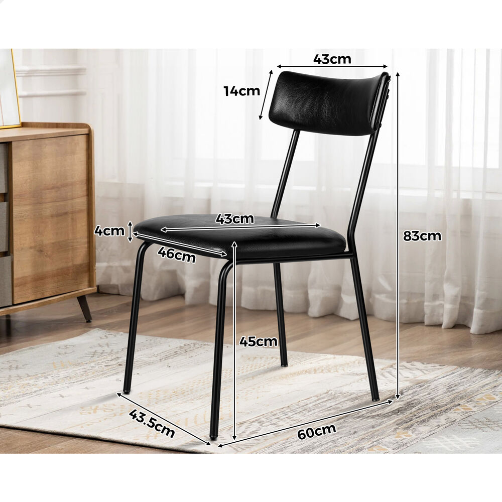ALFORDSON 2x Dining Chairs Accent Kitchen Lounge Curved Back PU Leather Black