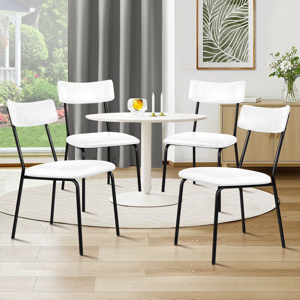 ALFORDSON 4x Dining Chairs Accent Kitchen Lounge Curved Back PU Leather White