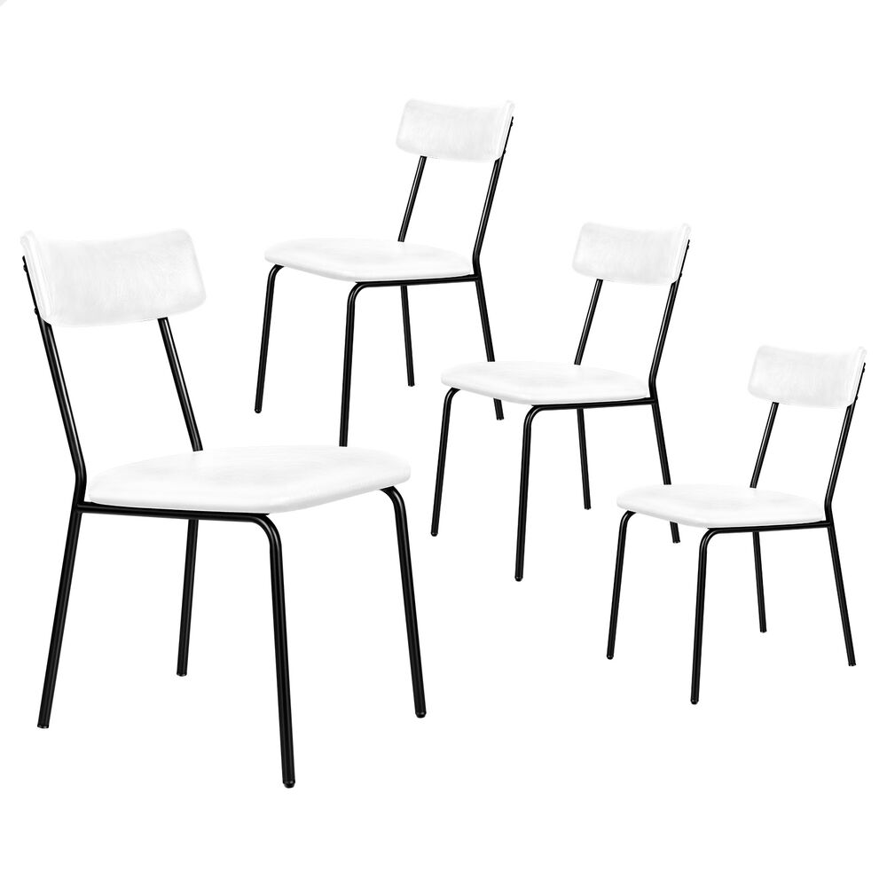 ALFORDSON 4x Dining Chairs Accent Kitchen Lounge Curved Back PU Leather White