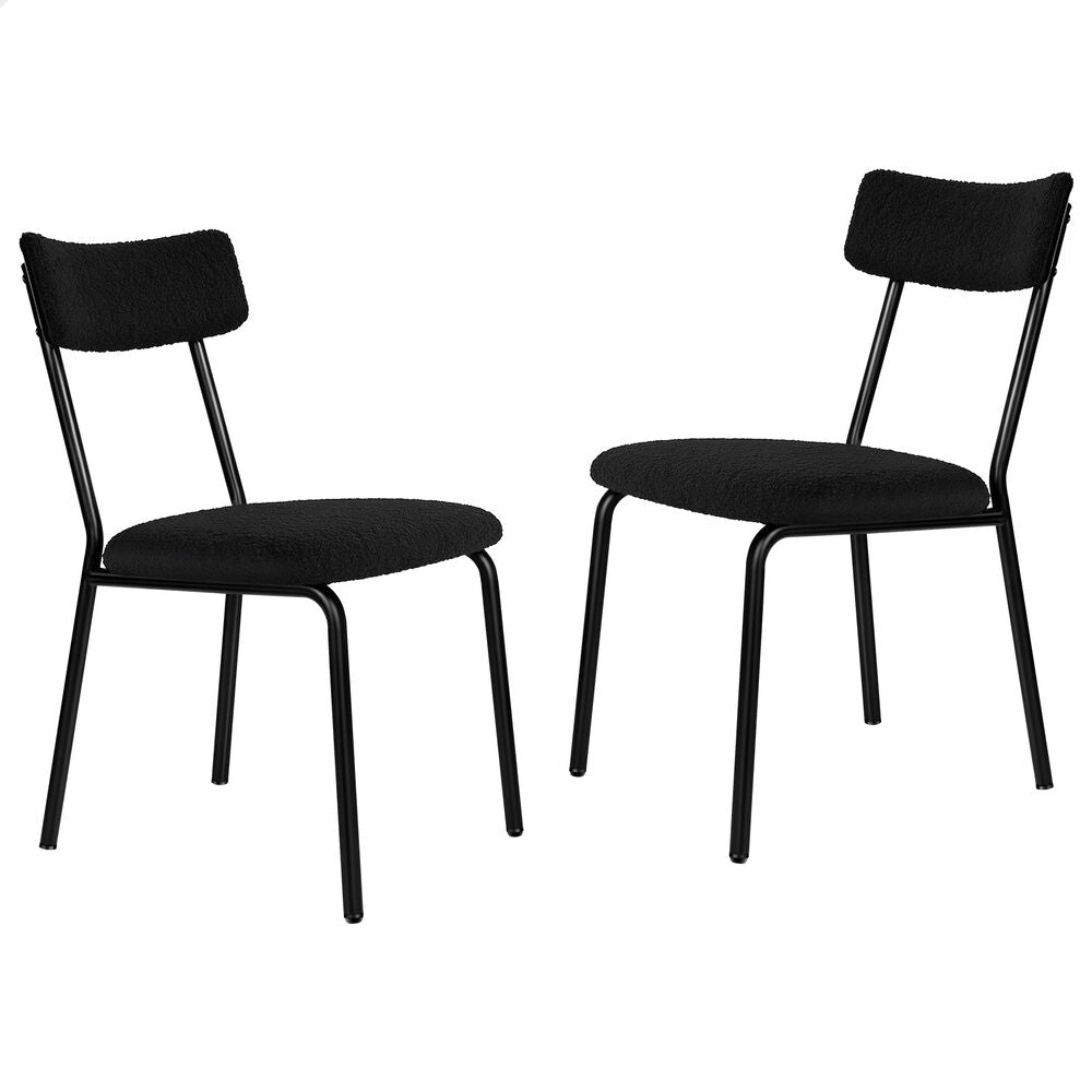 ALFORDSON 2x Dining Chairs Accent Kitchen Lounge Rectangular Back Sherpa Black
