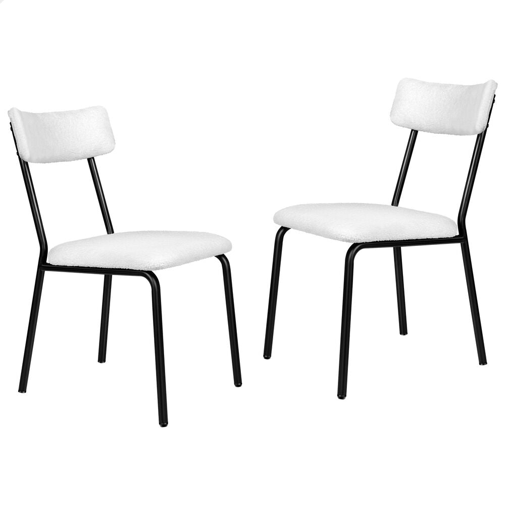 ALFORDSON 2x Dining Chairs Accent Kitchen Lounge Rectangular Back Sherpa White