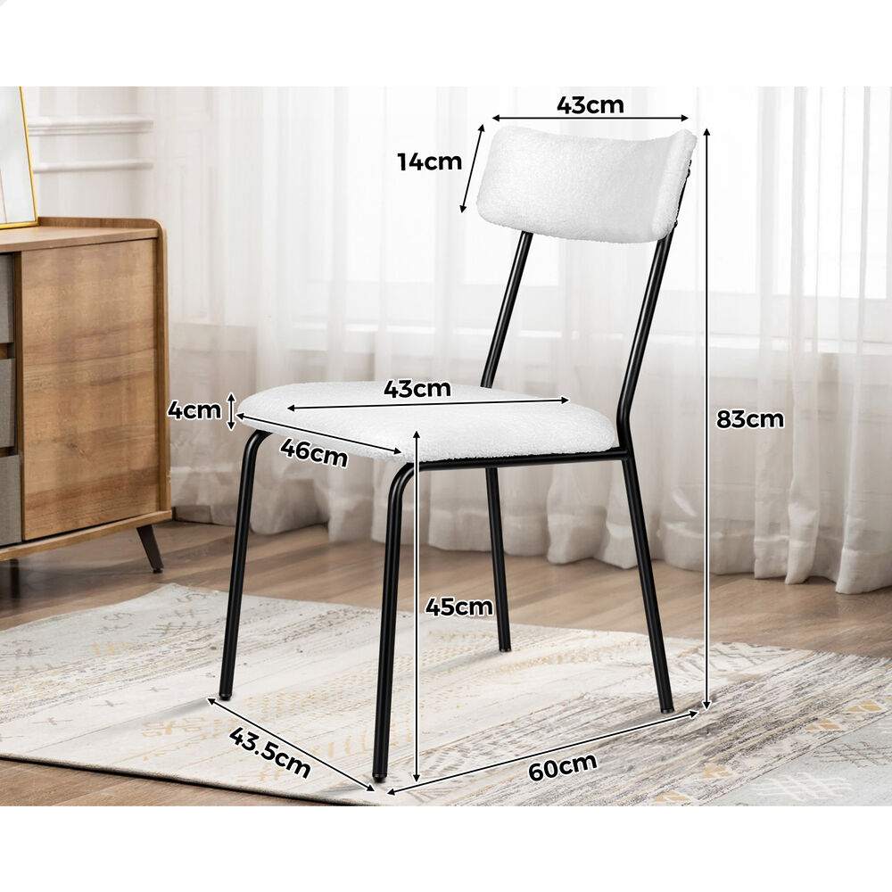 ALFORDSON 2x Dining Chairs Accent Kitchen Lounge Rectangular Back Sherpa White