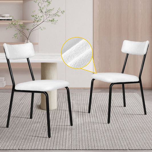 ALFORDSON 2x Dining Chairs Accent Kitchen Lounge Rectangular Back Sherpa White