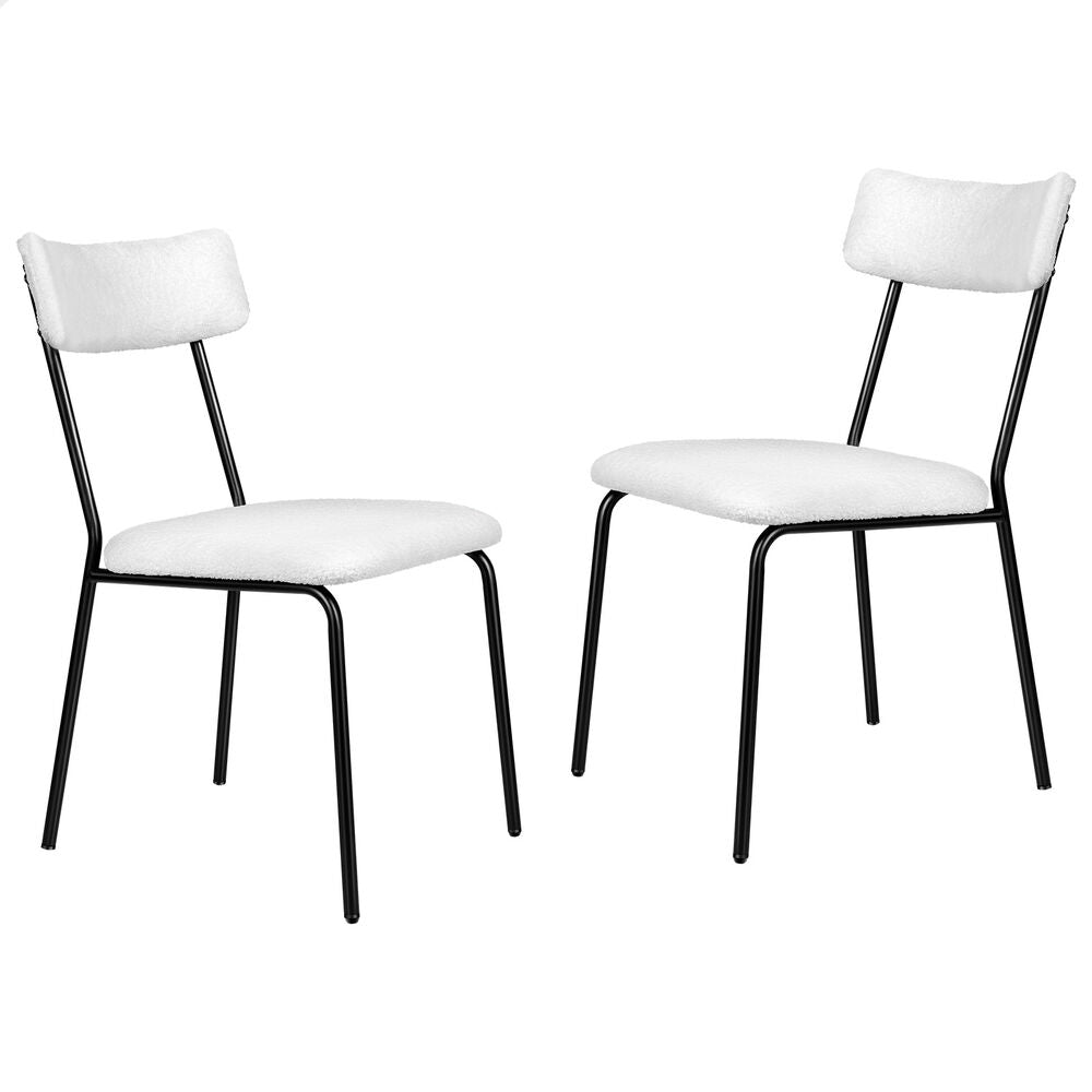 ALFORDSON 2x Dining Chairs Accent Kitchen Lounge Rectangular Back Sherpa White