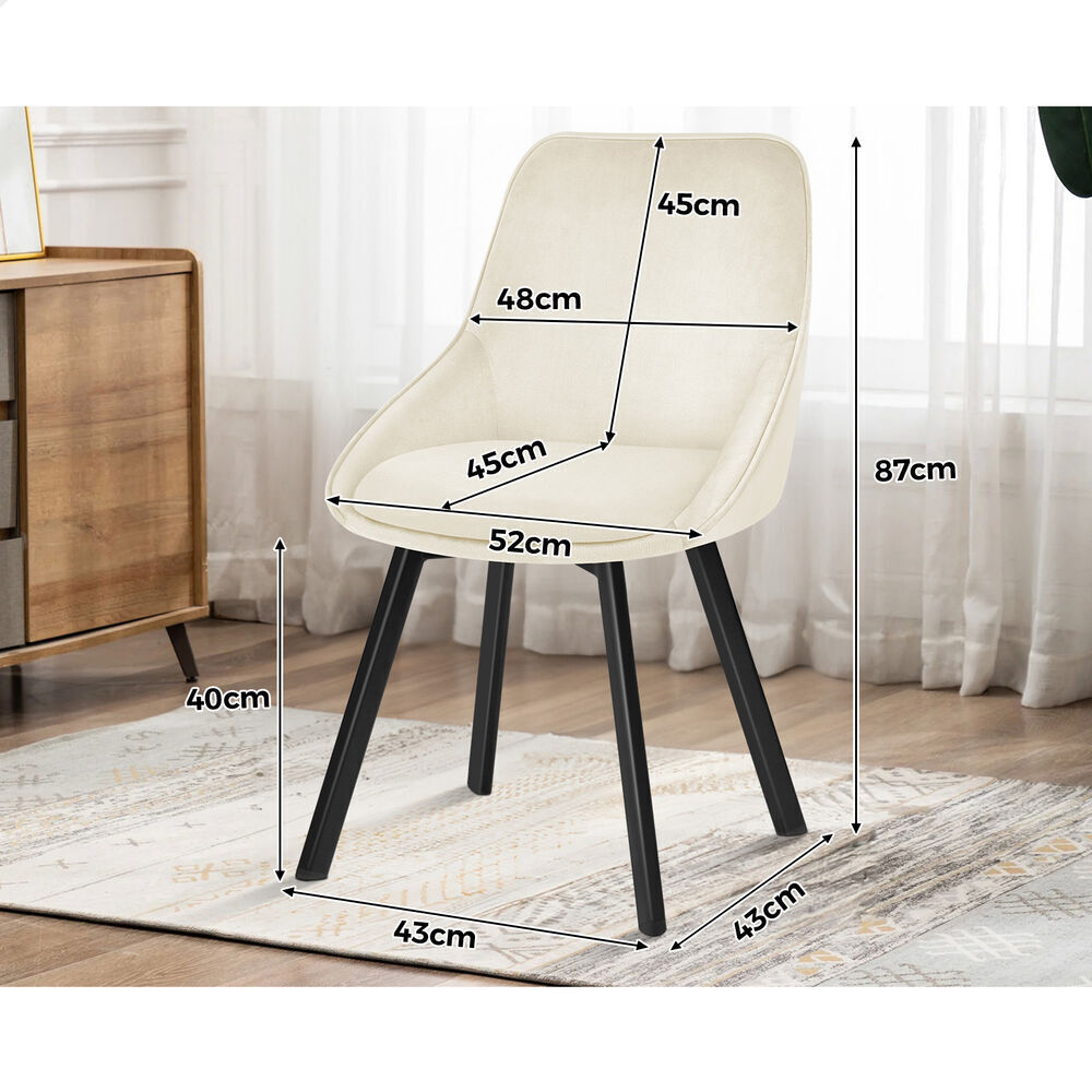 ALFORDSON 4x Dining Chairs Accent Kitchen Swivel Lounge Padded Seat Velvet Beige