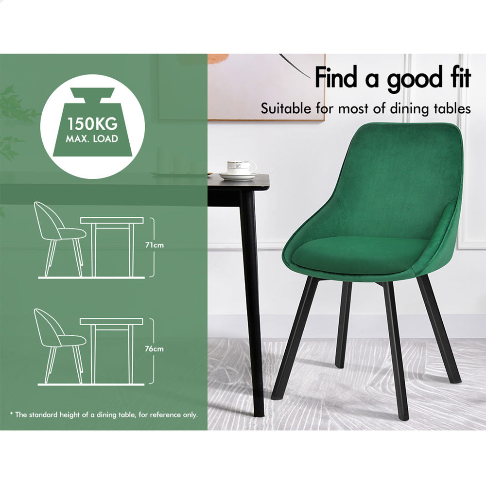 ALFORDSON 2x Dining Chairs Swivel Velvet Green