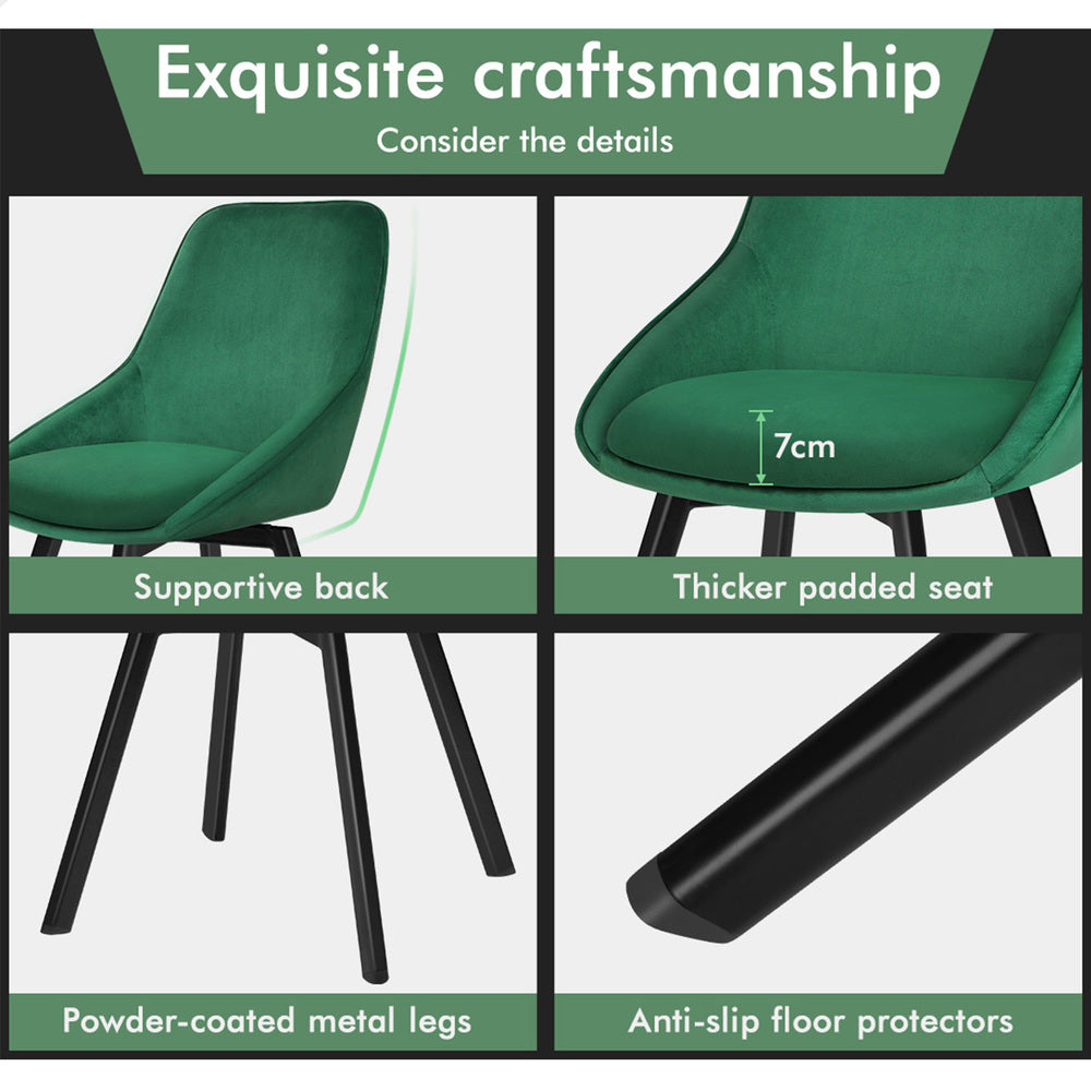 ALFORDSON 2x Dining Chairs Swivel Velvet Green