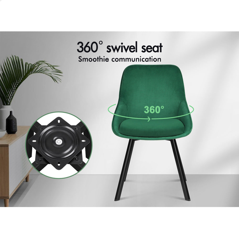 ALFORDSON 2x Dining Chairs Swivel Velvet Green