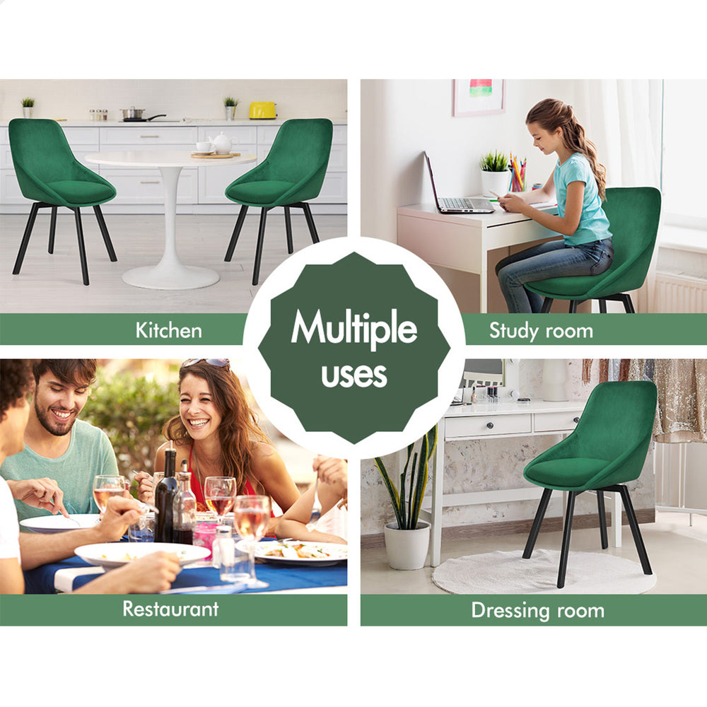 ALFORDSON 2x Dining Chairs Swivel Velvet Green