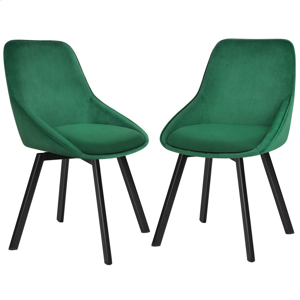 ALFORDSON 2x Dining Chairs Swivel Velvet Green
