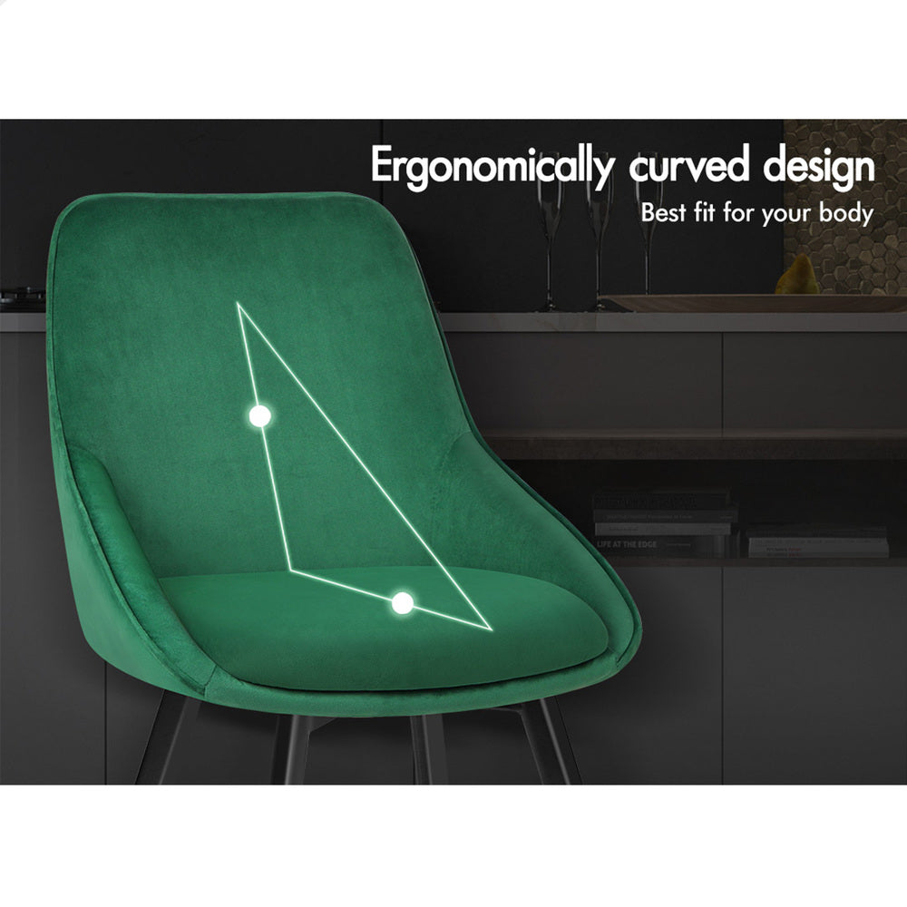 ALFORDSON 2x Dining Chairs Swivel Velvet Green