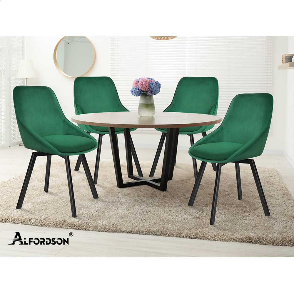 ALFORDSON 2x Dining Chairs Swivel Velvet Green