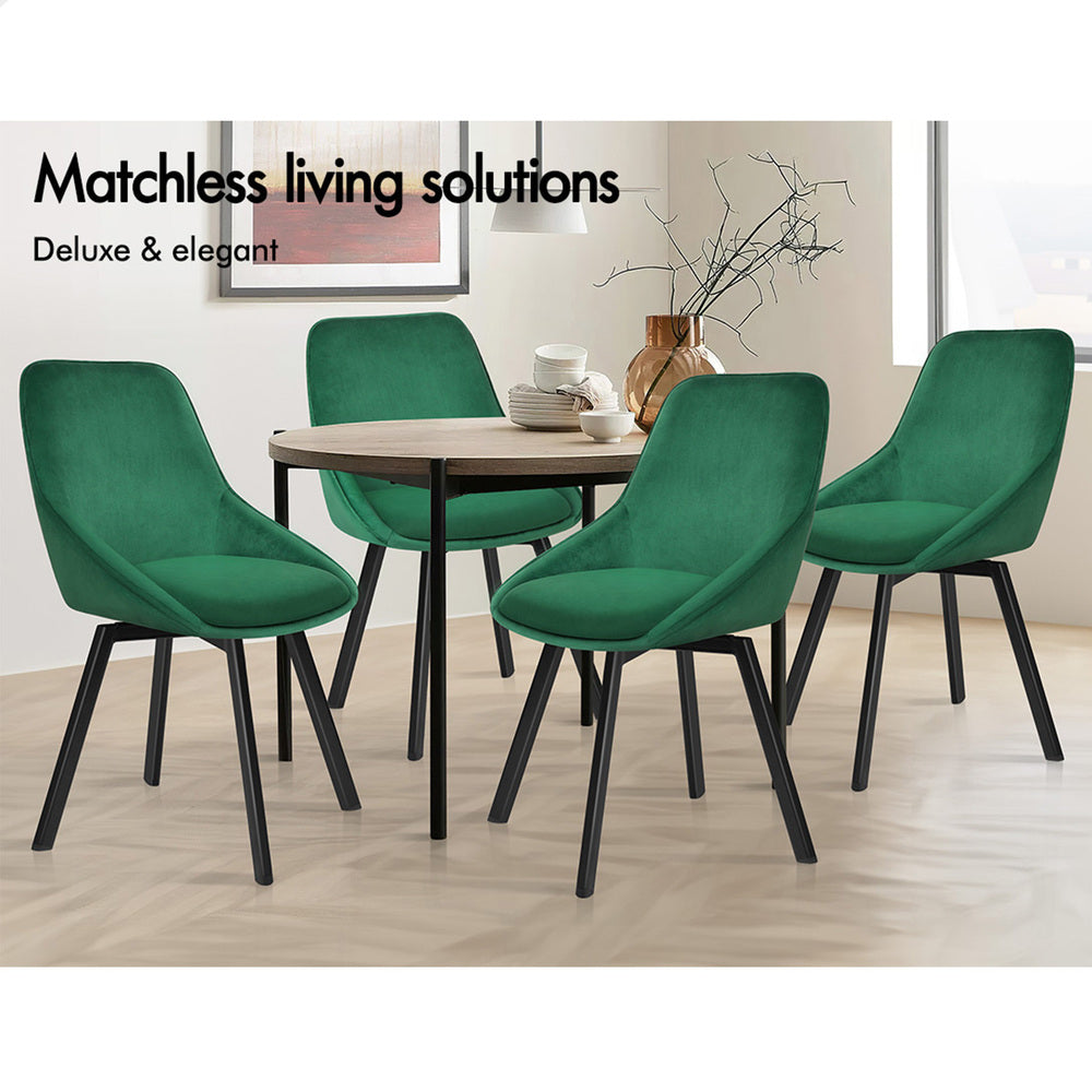 ALFORDSON 2x Dining Chairs Swivel Velvet Green
