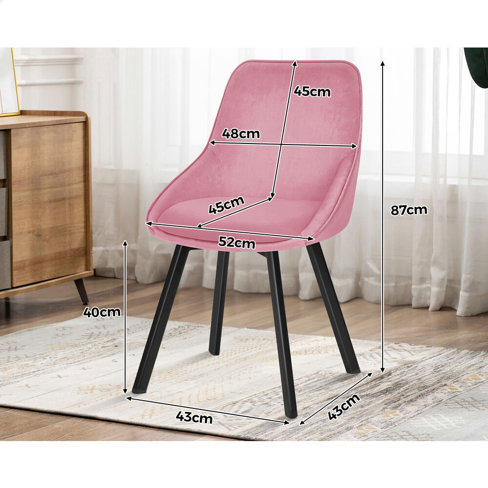 ALFORDSON 2x Dining Chairs Accent Kitchen Swivel Lounge Padded Seat Velvet Pink